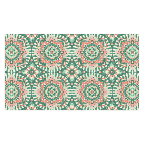 Pimlada Phuapradit Floral Mandala Tiles Green Tablecloth