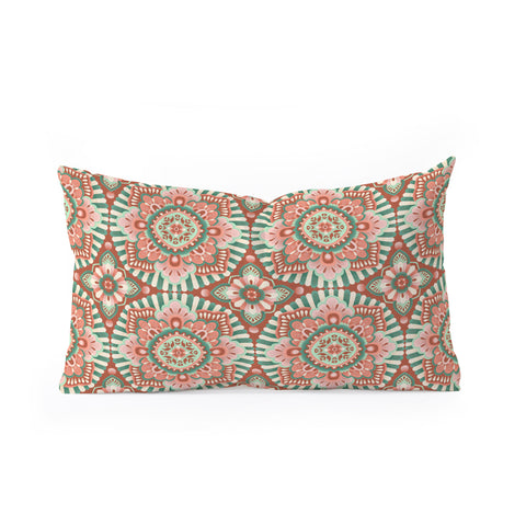 Pimlada Phuapradit Floral Mandala Tiles Oblong Throw Pillow
