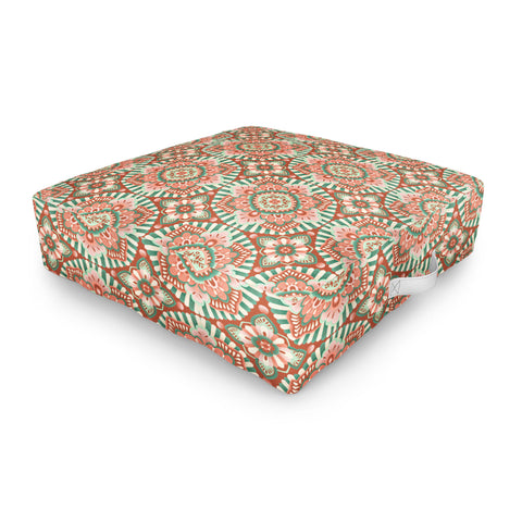 Pimlada Phuapradit Floral Mandala Tiles Outdoor Floor Cushion