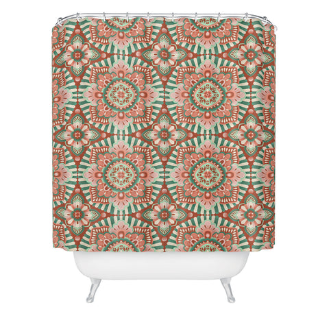 Pimlada Phuapradit Floral Mandala Tiles Shower Curtain