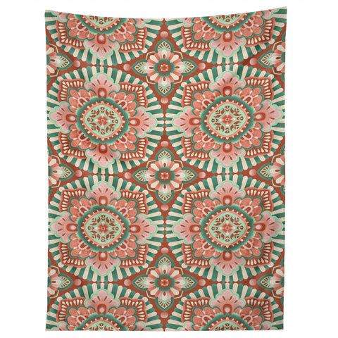 Pimlada Phuapradit Floral Mandala Tiles Tapestry