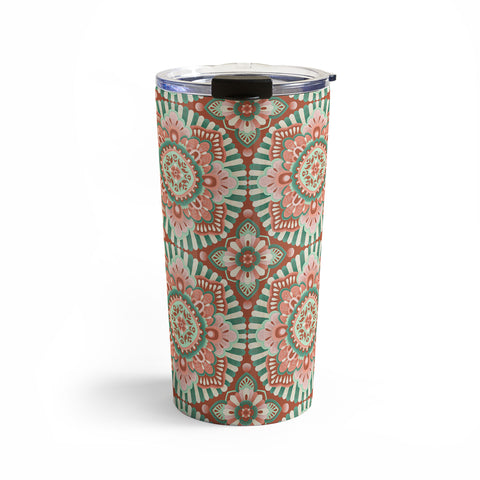 Pimlada Phuapradit Floral Mandala Tiles Travel Mug