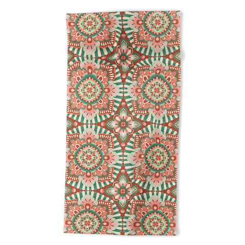 Pimlada Phuapradit Floral Mandala Tiles Beach Towel