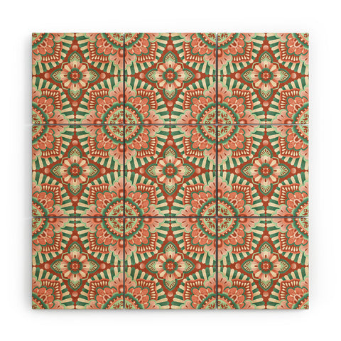Pimlada Phuapradit Floral Mandala Tiles Wood Wall Mural