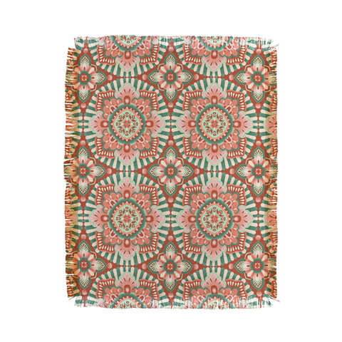 Pimlada Phuapradit Floral Mandala Tiles Throw Blanket