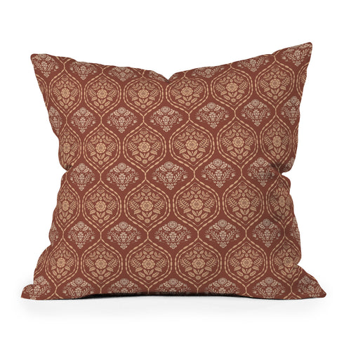 Pimlada Phuapradit Floral Ogee Sienna Outdoor Throw Pillow