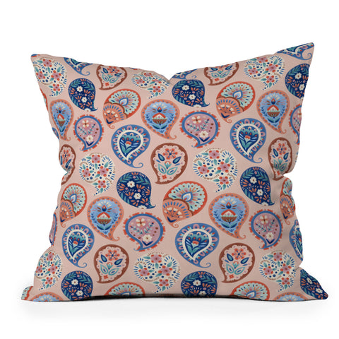 Pimlada Phuapradit Floral Paisley Half Drop Outdoor Throw Pillow
