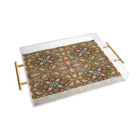 Pimlada Phuapradit Floral tile in yellow ochre Acrylic Tray