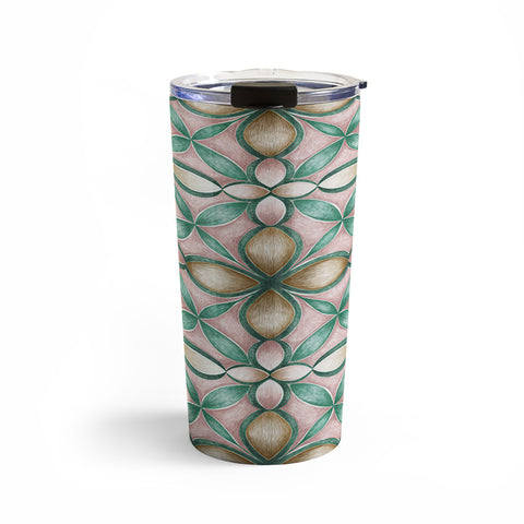 Pimlada Phuapradit Floral tile pink and green Travel Mug