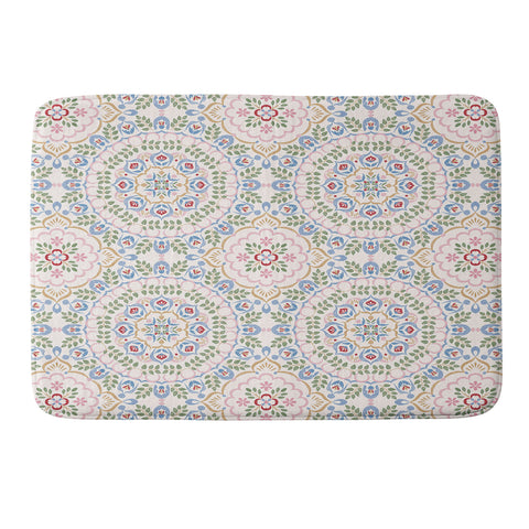 Pimlada Phuapradit Floral tiles 11 Memory Foam Bath Mat
