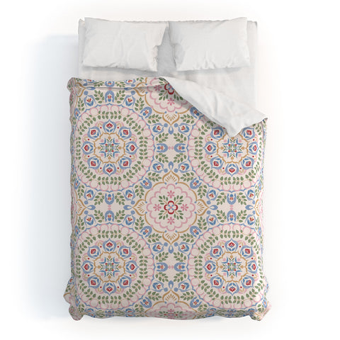 Pimlada Phuapradit Floral tiles 11 Duvet Cover