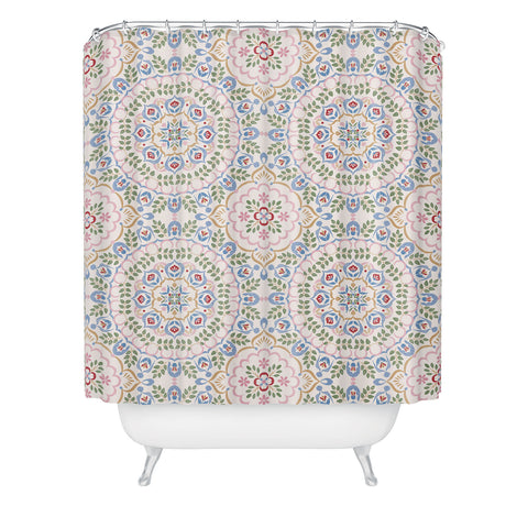 Pimlada Phuapradit Floral tiles 11 Shower Curtain