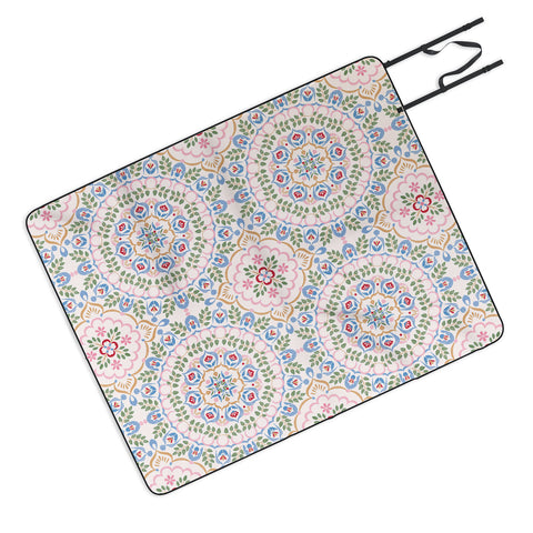 Pimlada Phuapradit Floral tiles 11 Picnic Blanket