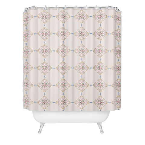 Pimlada Phuapradit Floral tiles 12 Shower Curtain
