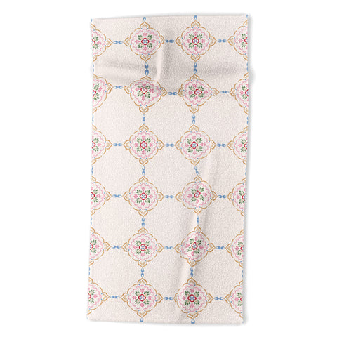 Pimlada Phuapradit Floral tiles 12 Beach Towel