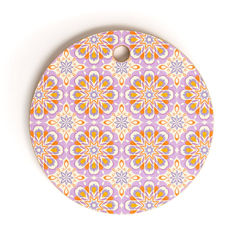 Pimlada Phuapradit Floral tiles 17 Cutting Board Round