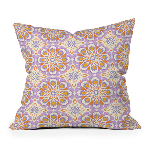 Pimlada Phuapradit Floral tiles 17 Throw Pillow