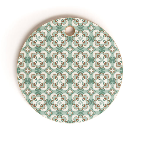 Pimlada Phuapradit Floral tiles 7 Cutting Board Round