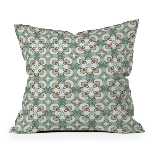 Pimlada Phuapradit Floral tiles 7 Outdoor Throw Pillow