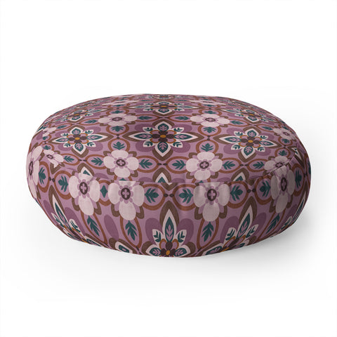 Pimlada Phuapradit Floral tiles 8 Floor Pillow Round