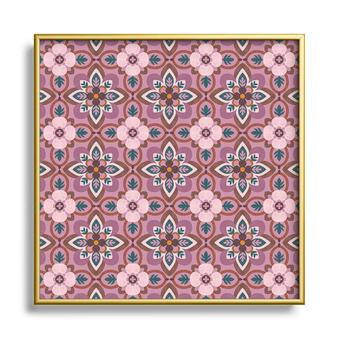 Pimlada Phuapradit Floral tiles 8 Square Metal Framed Art Print