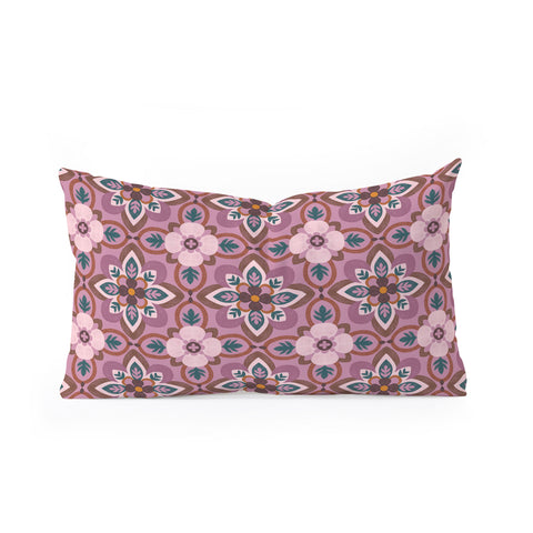 Pimlada Phuapradit Floral tiles 8 Oblong Throw Pillow