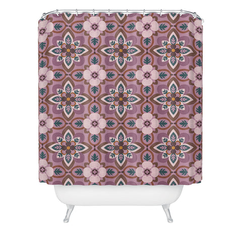 Pimlada Phuapradit Floral tiles 8 Shower Curtain