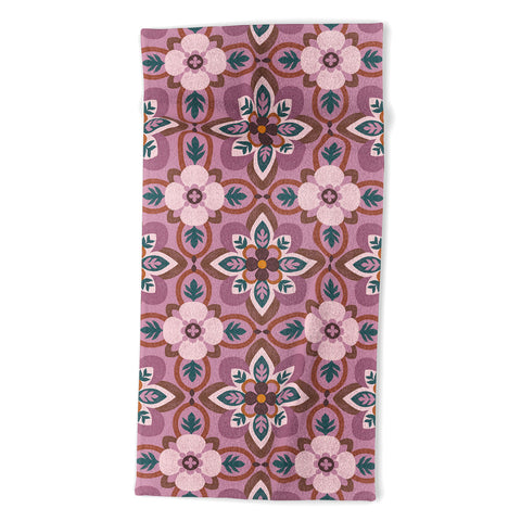 Pimlada Phuapradit Floral tiles 8 Beach Towel