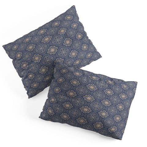 Pimlada Phuapradit Floral Tiles 9 Cyan Blue Pillow Shams