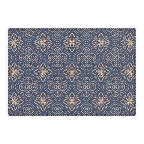 Pimlada Phuapradit Floral Tiles 9 Cyan Blue Outdoor Rug