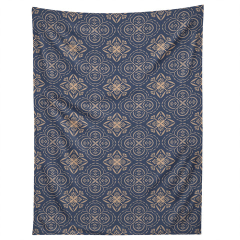 Pimlada Phuapradit Floral Tiles 9 Cyan Blue Tapestry