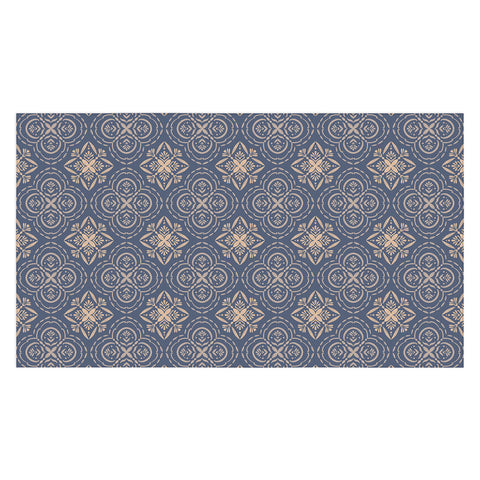 Pimlada Phuapradit Floral Tiles 9 Cyan Blue Tablecloth
