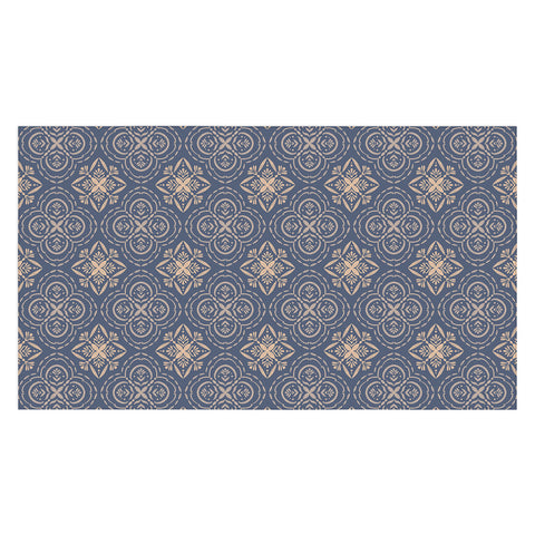 Pimlada Phuapradit Floral Tiles 9 Cyan Blue Tablecloth