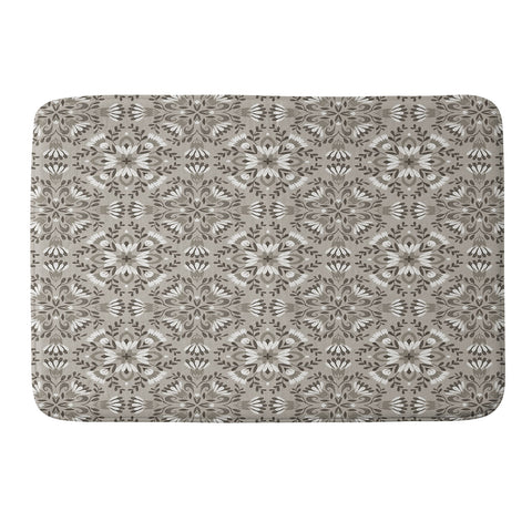 Pimlada Phuapradit Floral Tiles Gray Memory Foam Bath Mat