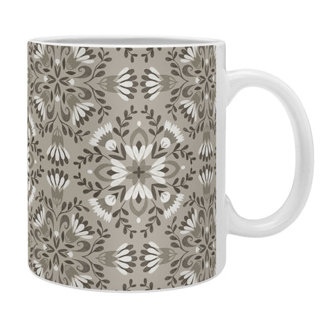 Pimlada Phuapradit Floral Tiles Gray Coffee Mug