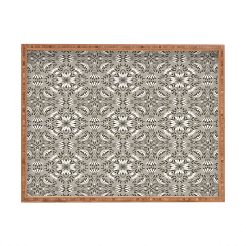 Pimlada Phuapradit Floral Tiles Gray Rectangular Tray