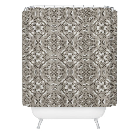 Pimlada Phuapradit Floral Tiles Gray Shower Curtain