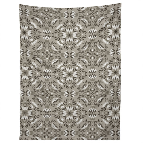 Pimlada Phuapradit Floral Tiles Gray Tapestry