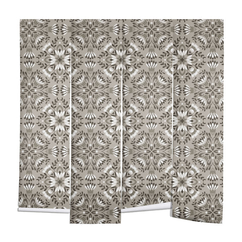 Pimlada Phuapradit Floral Tiles Gray Wall Mural