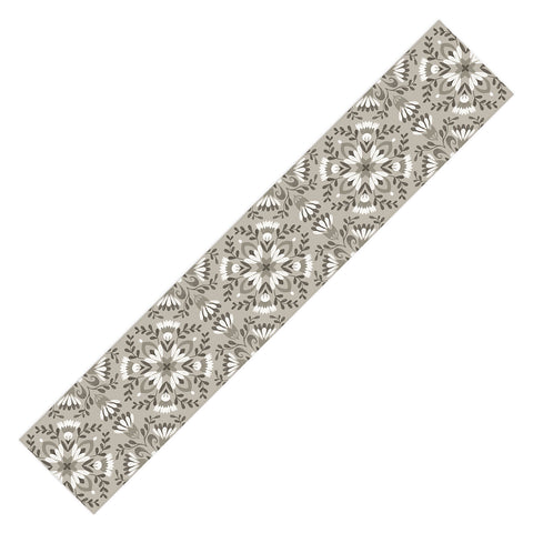 Pimlada Phuapradit Floral Tiles Gray Table Runner