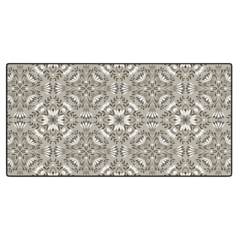 Pimlada Phuapradit Floral Tiles Gray Desk Mat