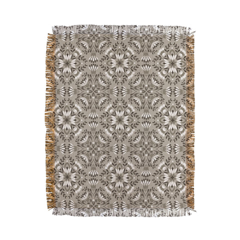 Pimlada Phuapradit Floral Tiles Gray Throw Blanket