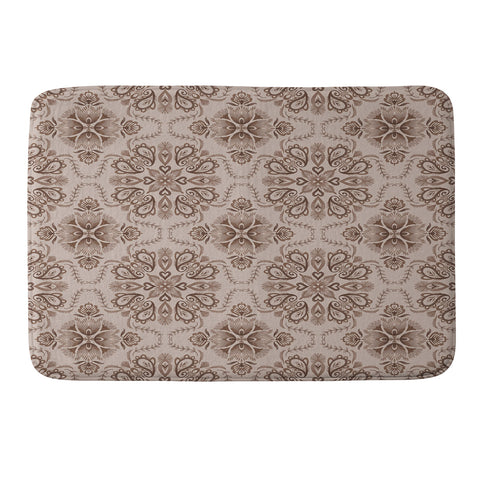 Pimlada Phuapradit Floral Tiles Light Brown Memory Foam Bath Mat