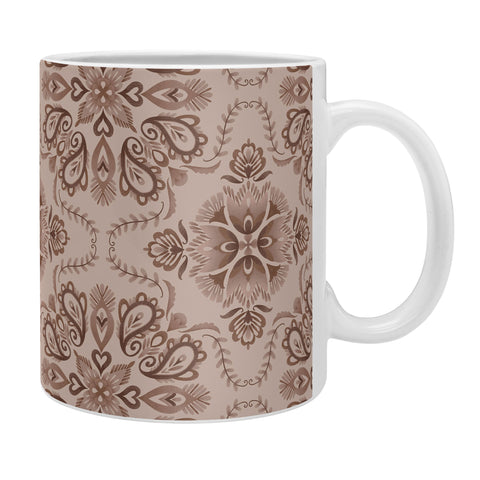Pimlada Phuapradit Floral Tiles Light Brown Coffee Mug