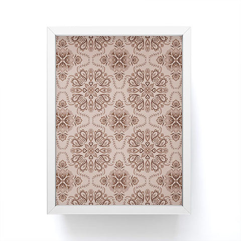 Pimlada Phuapradit Floral Tiles Light Brown Framed Mini Art Print
