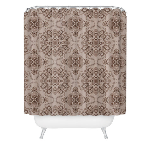 Pimlada Phuapradit Floral Tiles Light Brown Shower Curtain
