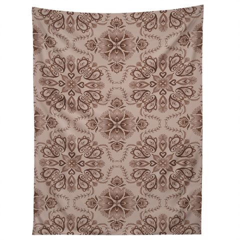 Pimlada Phuapradit Floral Tiles Light Brown Tapestry