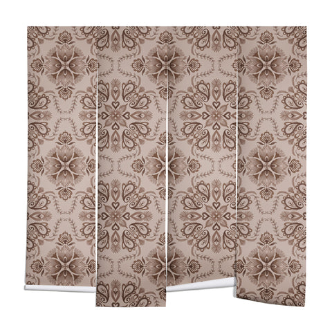 Pimlada Phuapradit Floral Tiles Light Brown Wall Mural