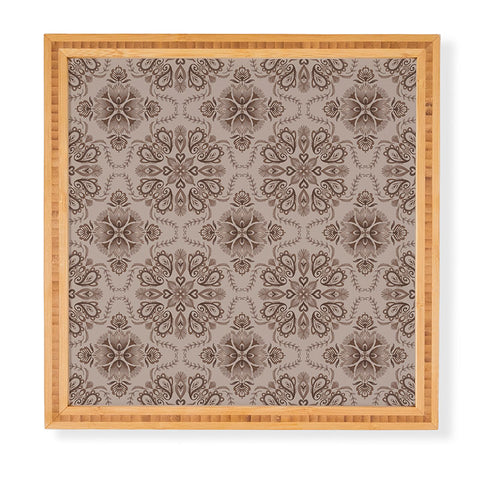 Pimlada Phuapradit Floral Tiles Light Brown Framed Wall Art