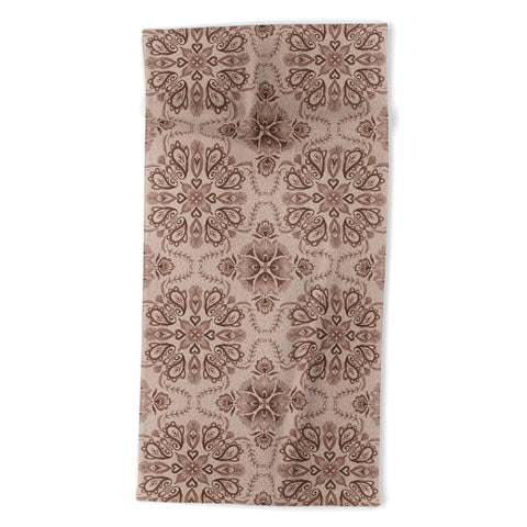 Pimlada Phuapradit Floral Tiles Light Brown Beach Towel